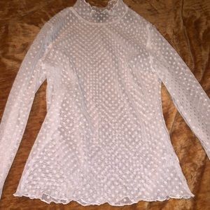 white poke a dot see threw top